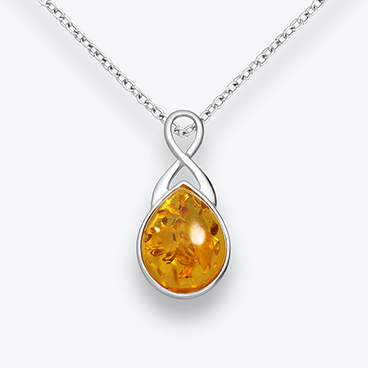 Stříbrný řetízek s jantarem Kapka - Ag925
