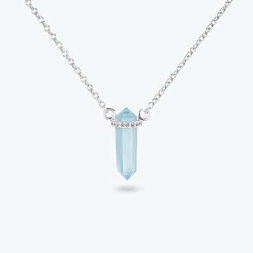 Stříbrný řetízek krystal mini Akvamarín s topazem - Ag925