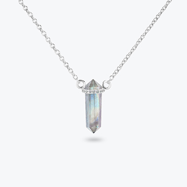Stříbrný řetízek krystal mini Labradorit s topazem - Ag925