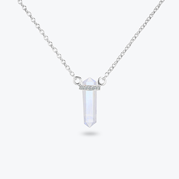 Stříbrný řetízek krystal mini Měsíční kámen s topazem - Ag925
