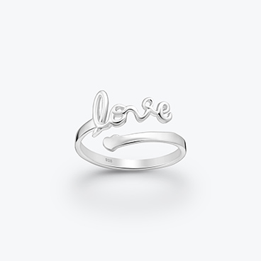 Stříbrný prsten s nápisem LOVE a srdíčkem nastavitelný - Ag925