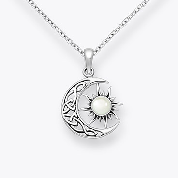 Stříbrný řetízek keltský Měsíc a slunce s perletí - Ag925