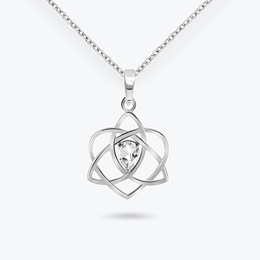 Stříbrný řetízek s křišťálem Srdce Triquetra - Ag925