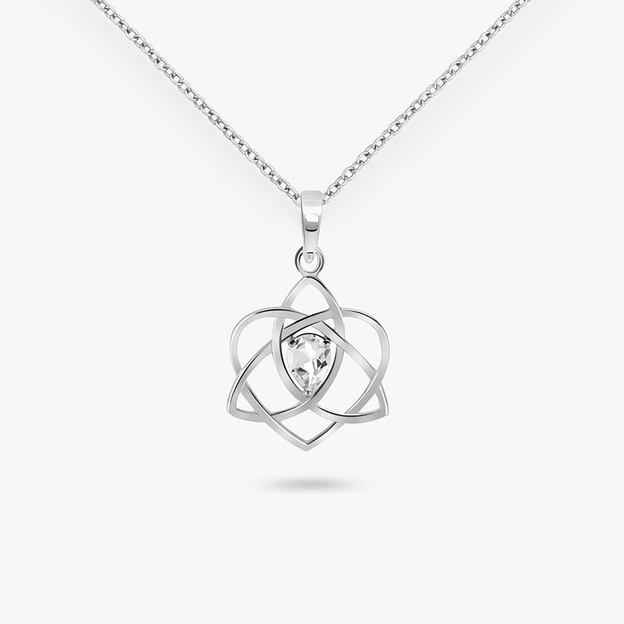 Stříbrný řetízek s křišťálem Srdce Triquetra - Ag925