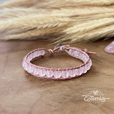 Minerální wrap náramek z broušeného růženínu