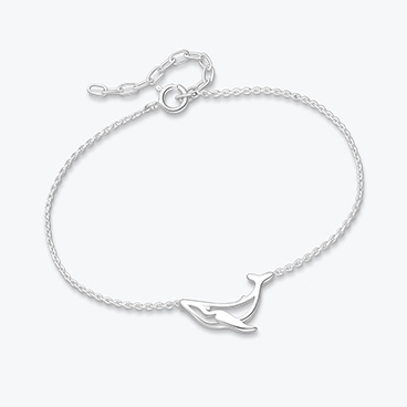 Stříbrný náramek s přívěskem velryby - Ag925