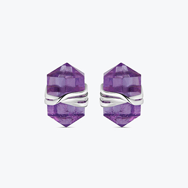 Stříbrné náušnice Ametyst krystal - Ag925