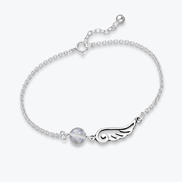 Stříbrný náramek s labradoritem Andělské křídlo - Ag925