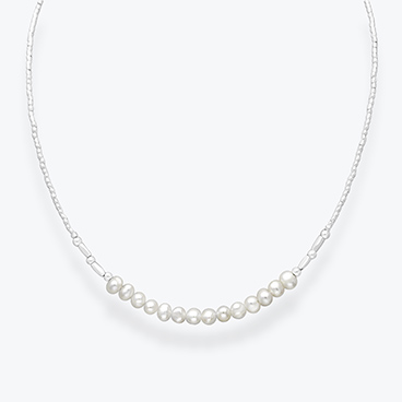 Korálkový stříbrný náhrdelník s perlami - Ag925