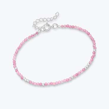 Minerální náramek z broušeného turmalínu se stříbrnými korálky - Ag925