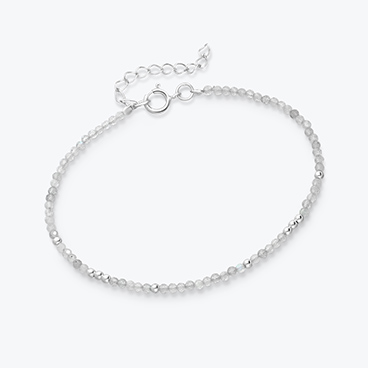 Minerální náramek z broušeného labradoritu se stříbrnými korálky - Ag925