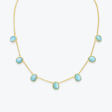 Pozlacený stříbrný řetízek s amazonitem Nautilus - Ag925