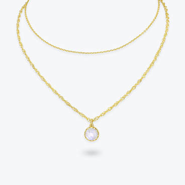 Dvojitý pozlacený stříbrný řetízek s měsíčním kamenem Nox - Ag925