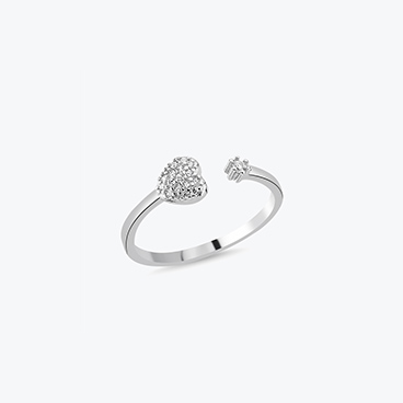 Stříbrný prsten Srdce se zirkony nastavitelný - Ag925