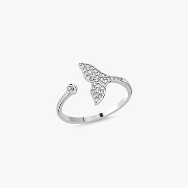 Stříbrný prsten Ploutev se zirkony nastavitelný - Ag925
