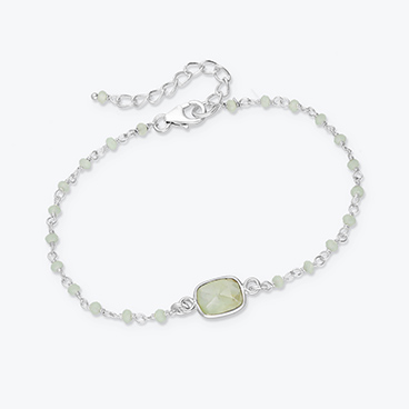 Stříbrný korálkový náramek Prehnit - Ag925