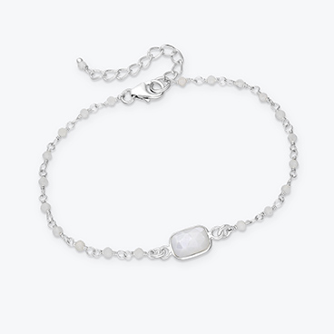 Stříbrný korálkový náramek Měsíční kámen - Ag925