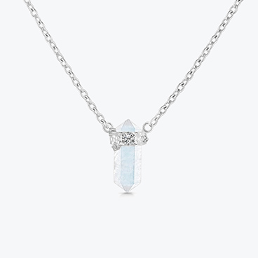 Stříbrný řetízek s broušeným krystalem měsíčního kamene a s topazem - Ag925