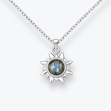 Stříbrný řetízek s labradoritem Slunce - Ag925