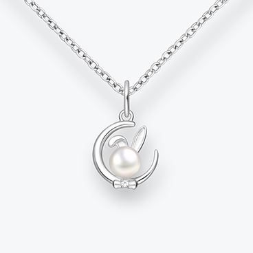 Stříbrný řetízek s perlou Měsíc a zajíček - Ag925