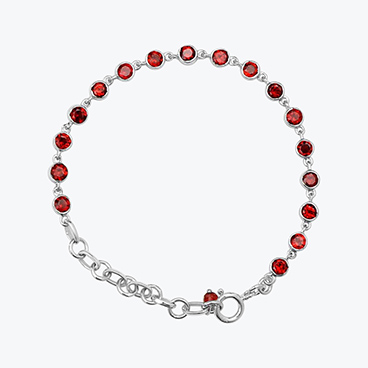 Stříbrný náramek s broušeným granátem - Ag925