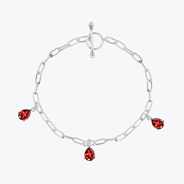 Stříbrný řetízkový náramek s broušeným granátem - Ag925
