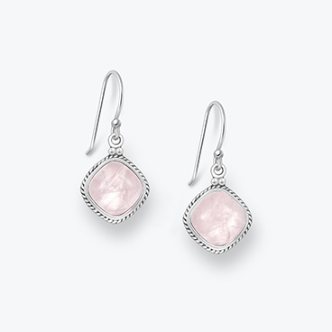 Stříbrné náušnice s růženínem visací - Ag925