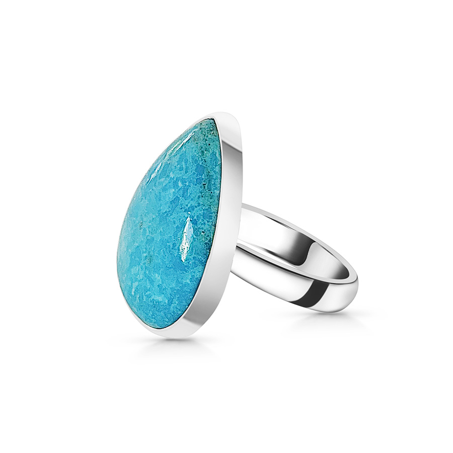 Stříbrný prsten s tyrkysem Kapka nastavitelný - Ag925