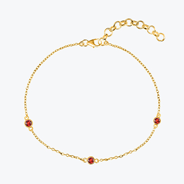 Pozlacený stříbrný náramek s broušenými granáty - Ag925