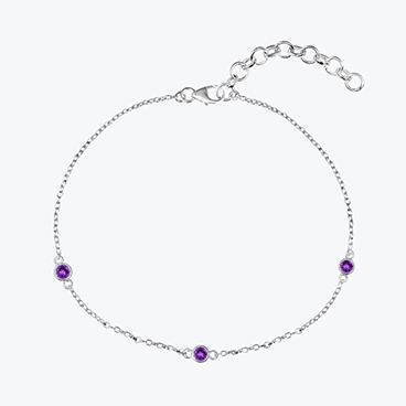 Stříbrný náramek s broušenými ametysty - Ag925