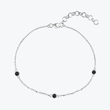 Stříbrný náramek s broušenými černými turmalíny - Ag925