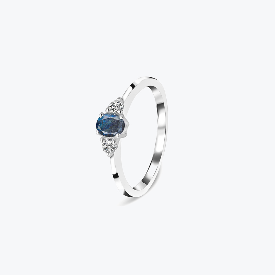 Stříbrný prsten Labradorit a topaz - Ag925
