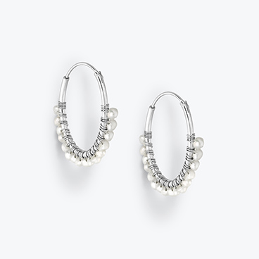 Stříbrné perlové náušnice kruhy - Ag925