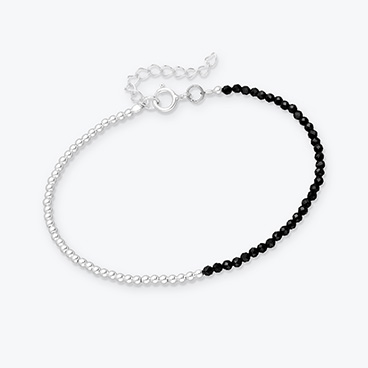 Minerální náramek z broušeného spinelu a stříbrných korálků - Ag925