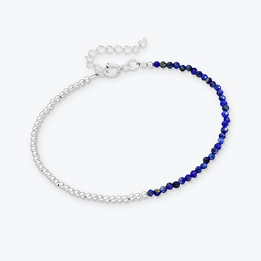 Minerální náramek z broušeného lapis lazuli a stříbrných korálků - Ag925