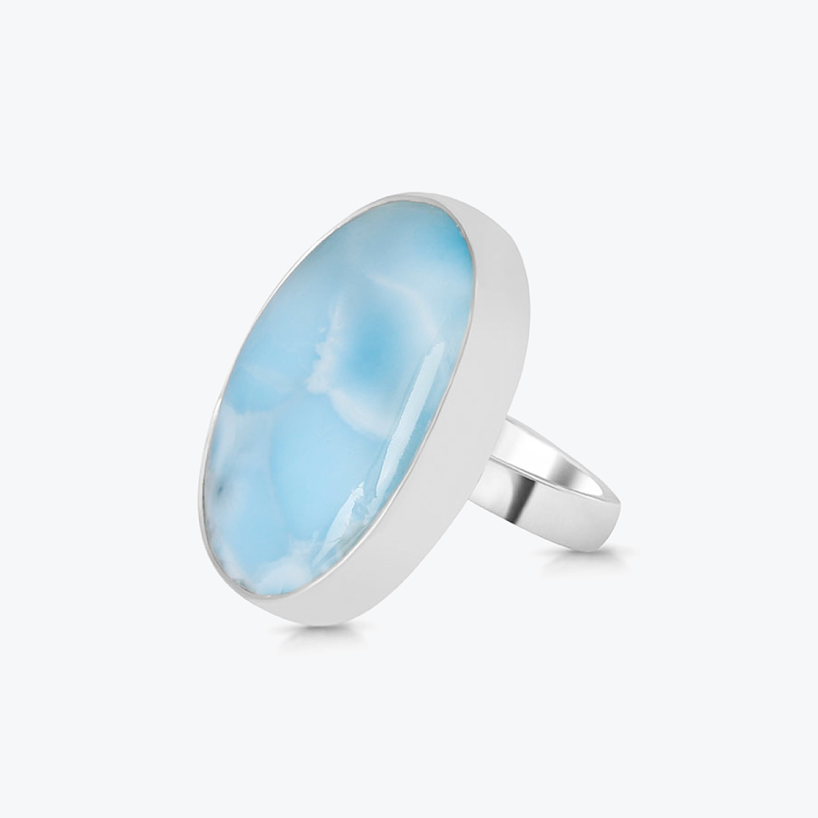 Stříbrný prsten s larimarem Ovál nastavitelný - Ag925