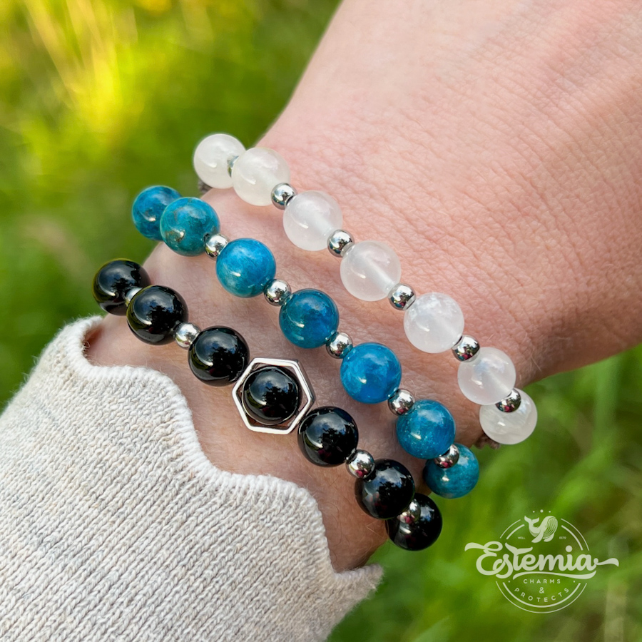 Macramé náramek z onyxu Hexagon - Ag925