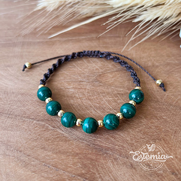 Macramé náramek Malachit