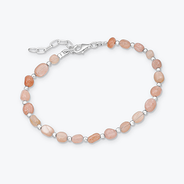 Minerální náramek nugetky ze slunečního kamene se stříbrnými korálky - Ag925