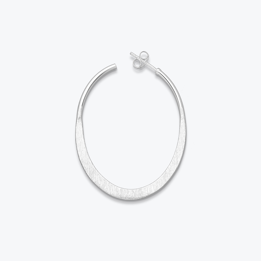 Stříbrné náušnice oválné kruhy matné - Ag925