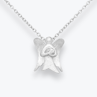 Stříbrný řetízek Anděl se zirkonem matný - Ag925