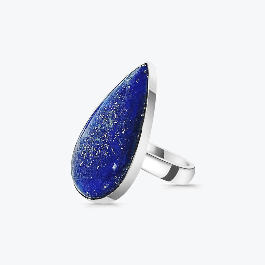 Stříbrný prsten lapis lazuli Kapka nastavitelný - Ag925 (UNIKÁT)