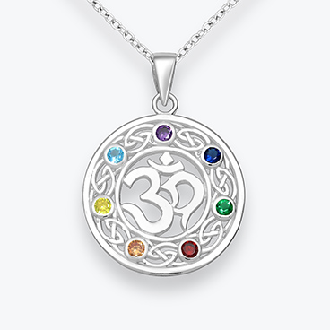 Stříbrný řetízek čakrový medailon OM - Ag925