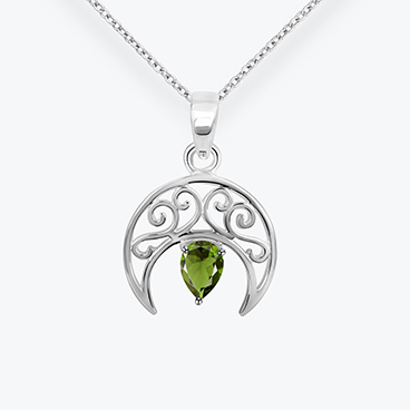 Stříbrný řetízek s vltavínem Půlměsíc - Ag925