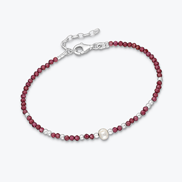 Stříbrný náramek z granátu, říční perly a stříbrných korálků - Ag925