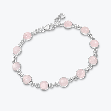 Stříbrný náramek s růženínem - Ag925