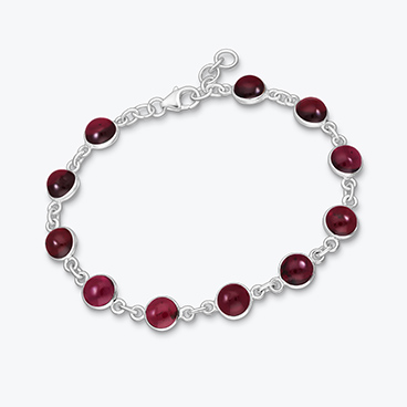 Stříbrný náramek s granátem - Ag925