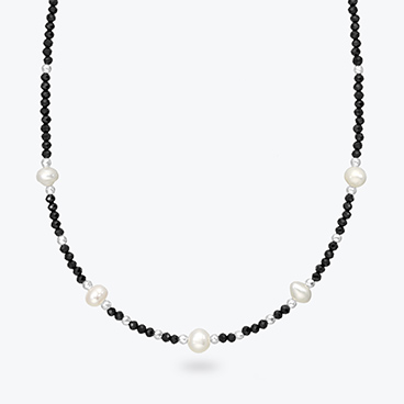 Stříbrný náhrdelník ze spinelu, říčních perel a stříbrných korálků - Ag925