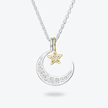 Stříbrný řetízek Půlměsíc se zirkony a pozlacenou hvězdou - Ag925
