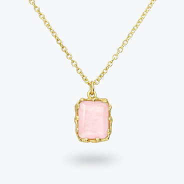 Pozlacený stříbrný náhrdelník s růženínem Cubo - Ag925